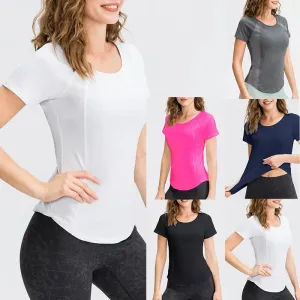 Women Yoga Tops Breathable Quick Dry Short Sleeve Gym T Shirt