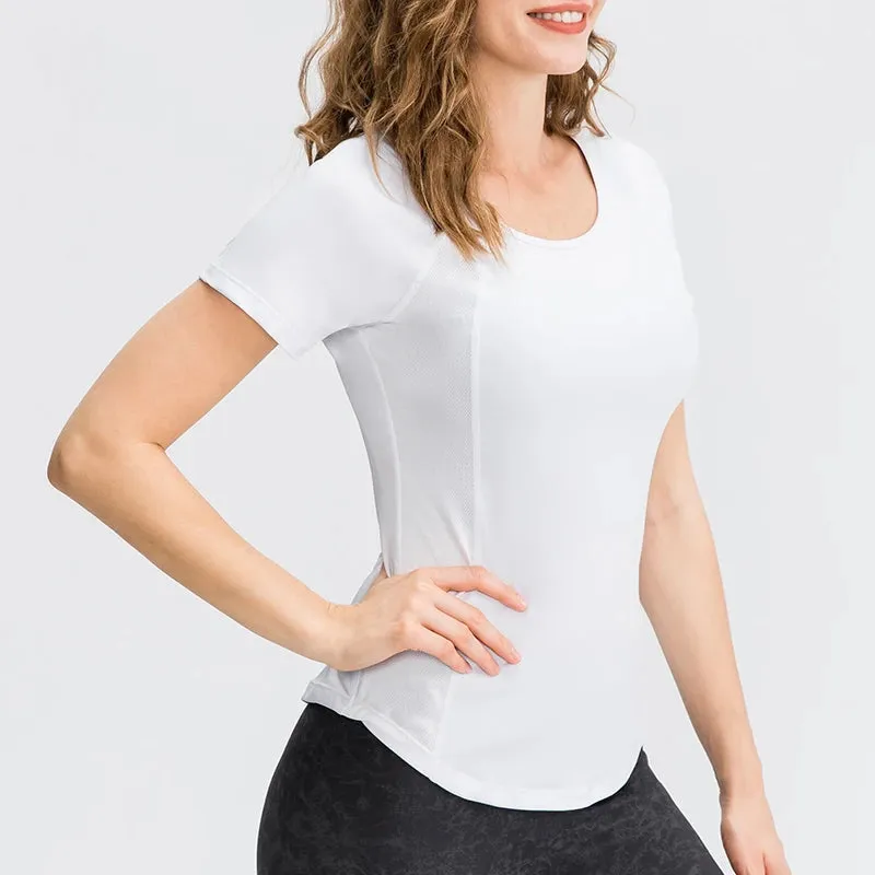 Women Yoga Tops Breathable Quick Dry Short Sleeve Gym T Shirt