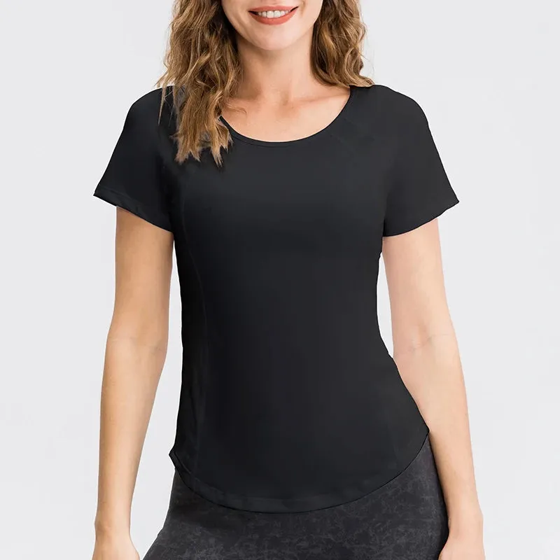 Women Yoga Tops Breathable Quick Dry Short Sleeve Gym T Shirt