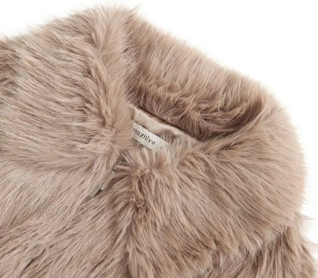 Women's Faux Fur Zip-Up Cropped Jacket
