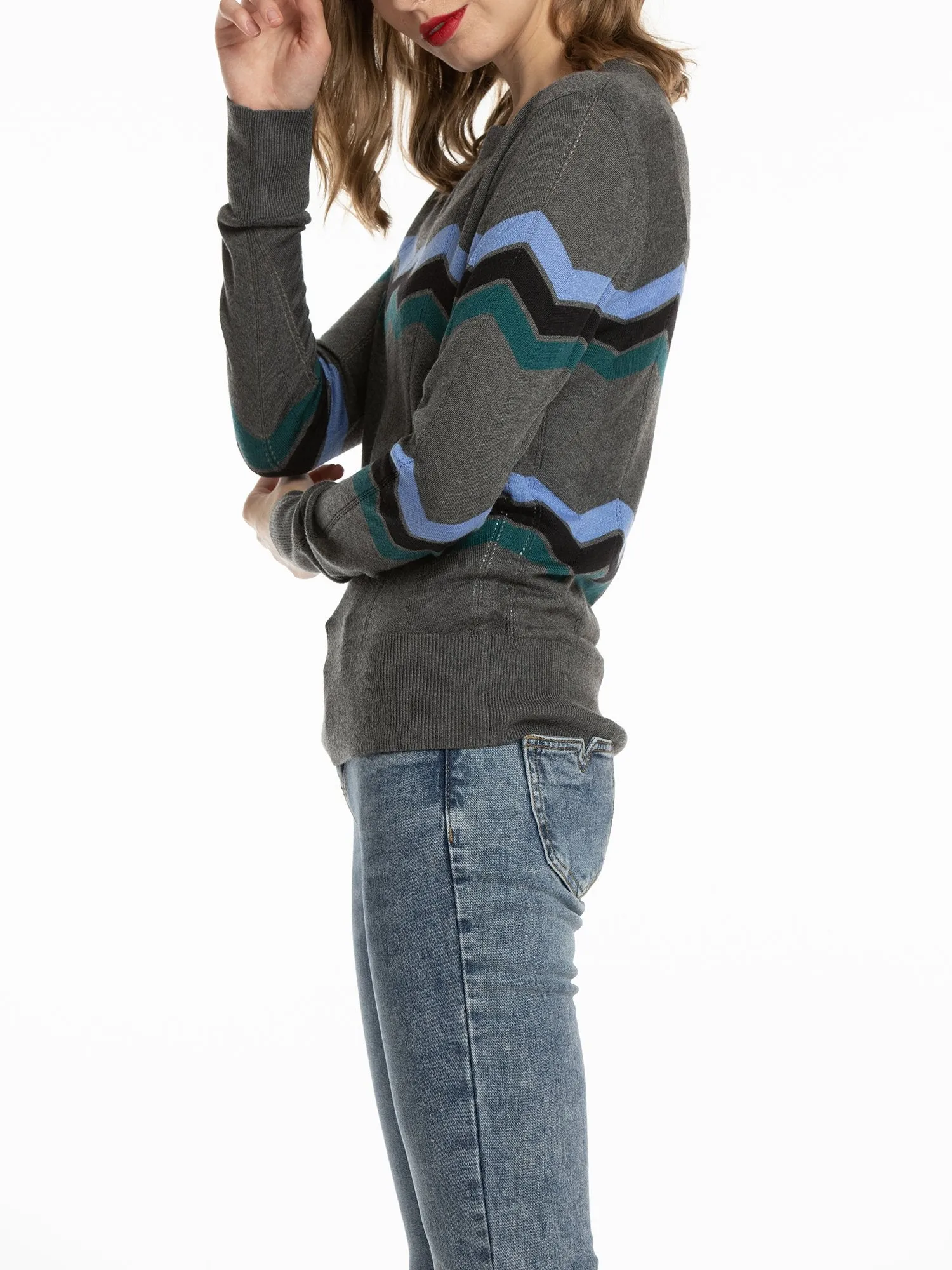 Women's Pullover Zigzag Striped Sweater