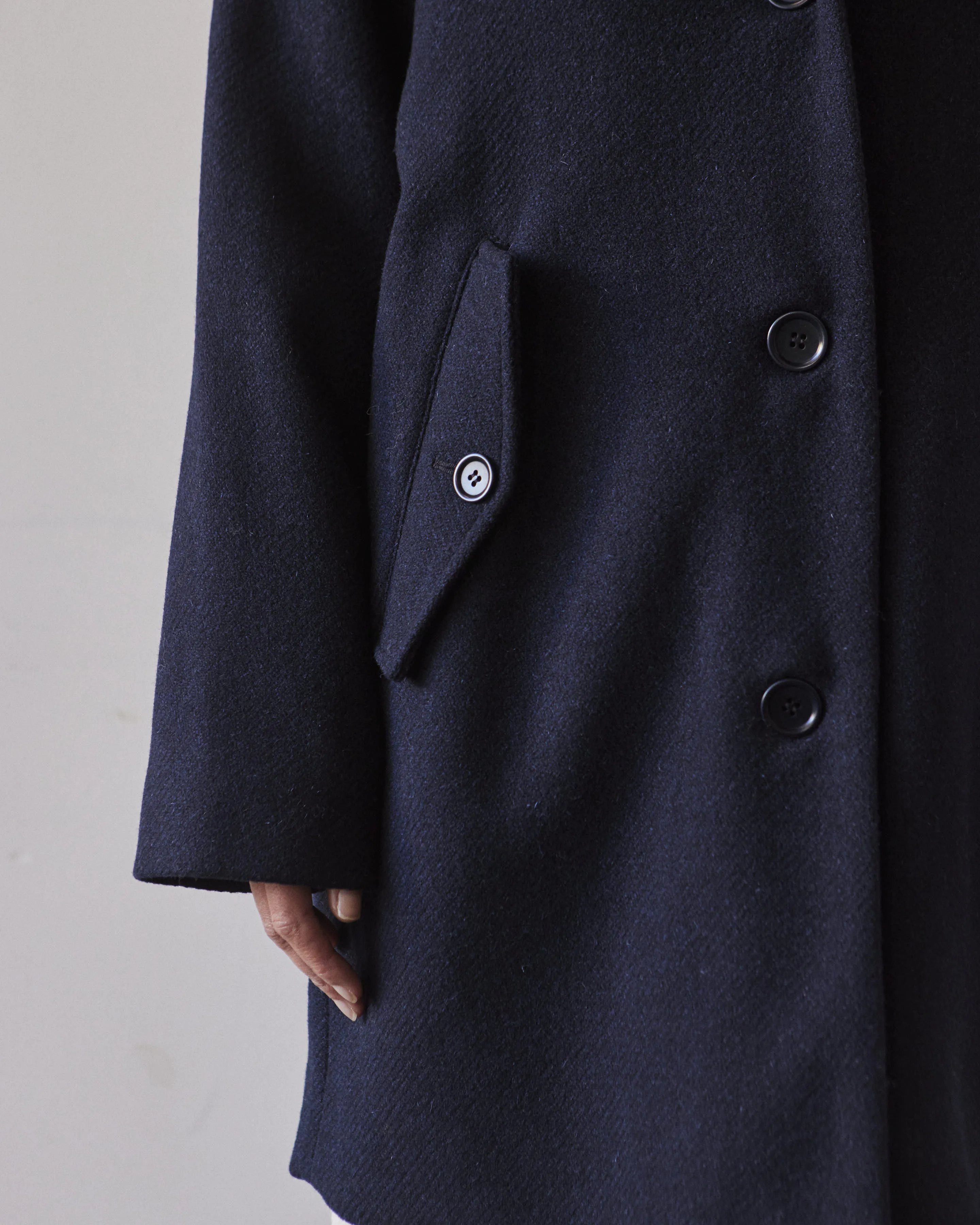 YMC Eno Wool Coat, Navy