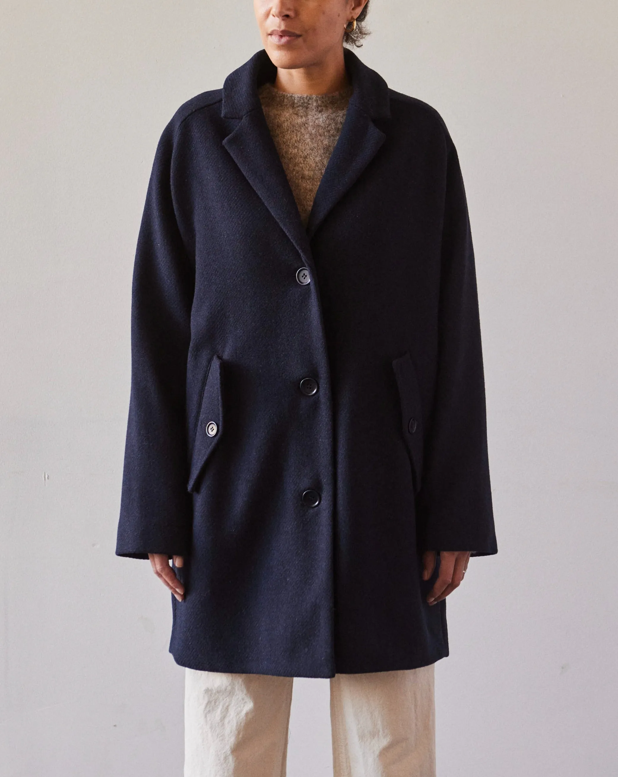 YMC Eno Wool Coat, Navy